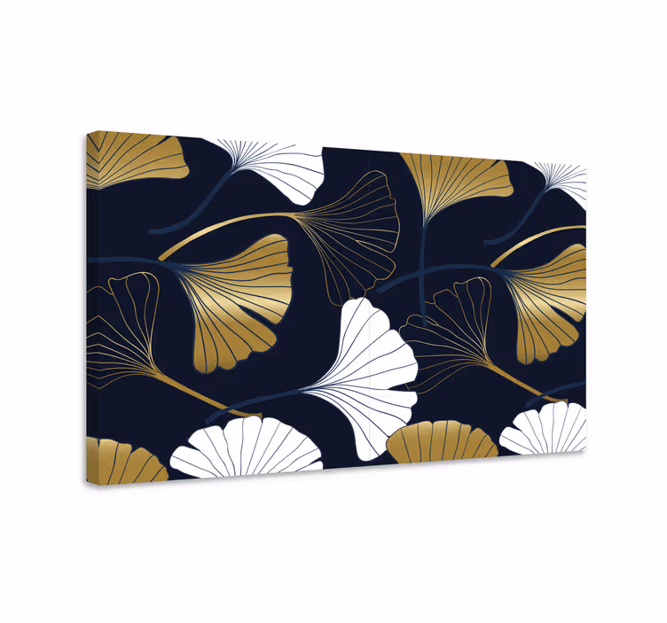 Dipinto con fiori e piante motivi di foglie di ginkgo - TenStickers