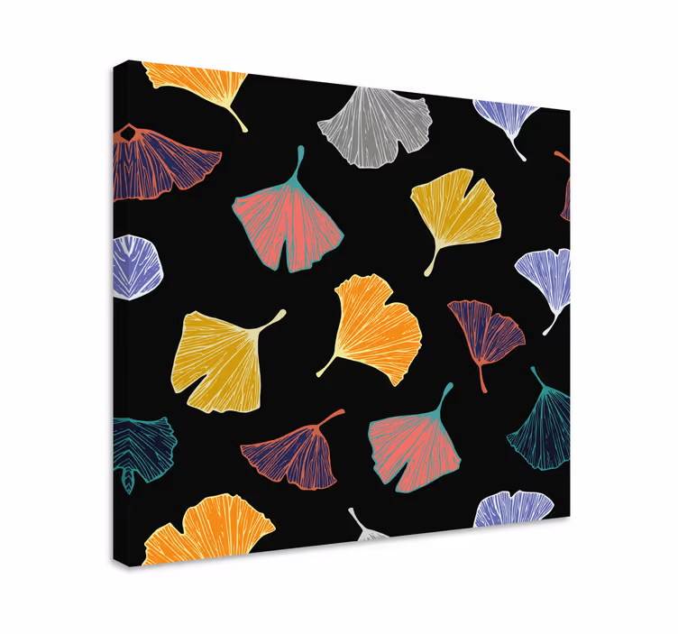 Dipinto con fiori e piante illustrazioni di foglie di ginkgo - TenStickers