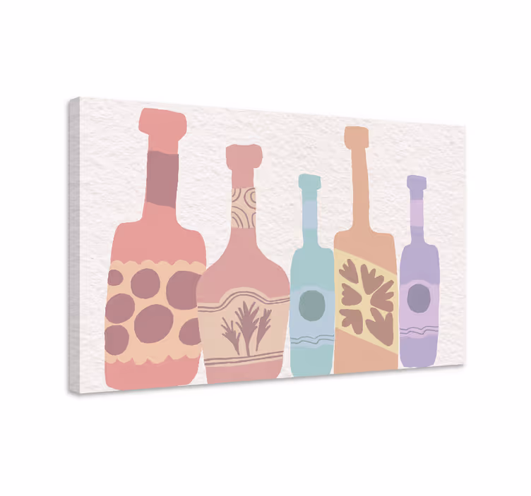 Cornice quadro ornamentale silhouette di bottiglie colorate - TenStickers