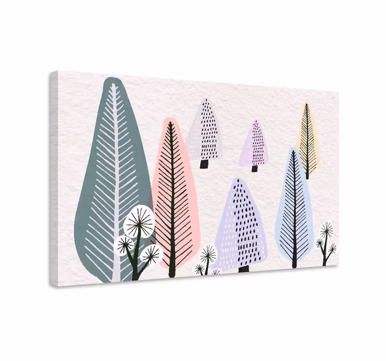Dipinto alberi foresta colorata scandinava - TenStickers