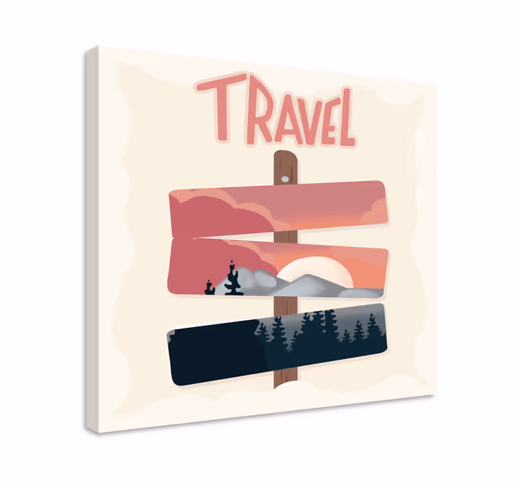 Dipinto città e paesi segnavia di viaggio - TenStickers