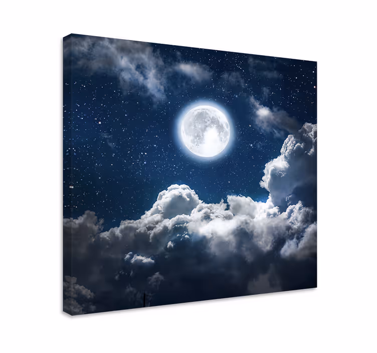 Dipinto di paesaggio nuvoloso al chiaro di luna - TenStickers