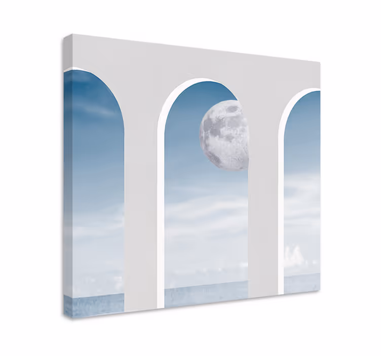 Dipinto astratto scena dell'arco illuminato dalla luna - TenStickers