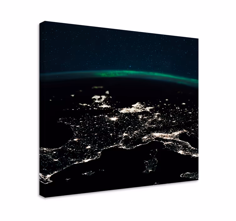 Dipinto mappamondo vista notturna aerea - TenStickers