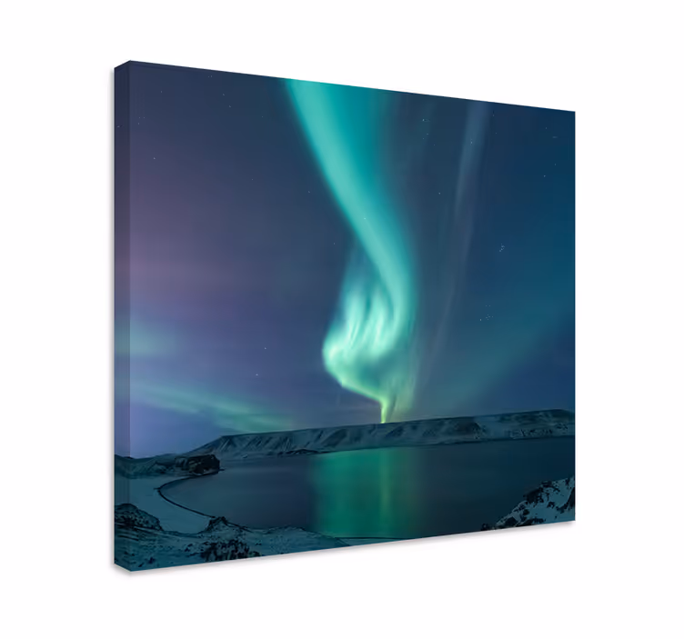 Dipinto di paesaggio spettacolo di aurora boreale - TenStickers