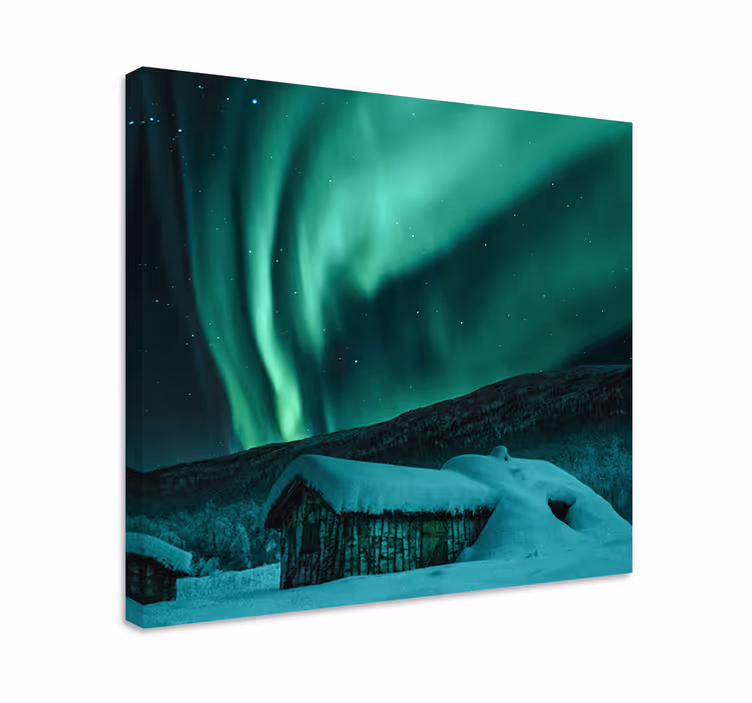 Dipinto di paesaggio spettacolo dell'aurora boreale - TenStickers