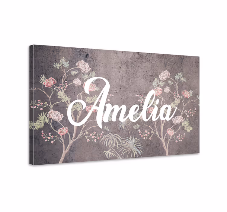 Dipinto con fiori disegno floreale con nome - TenStickers