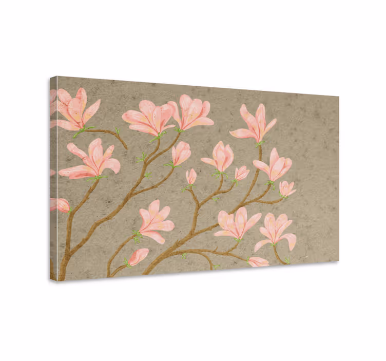 Dipinto con fiori e piante fioriture rosa delicate - TenStickers