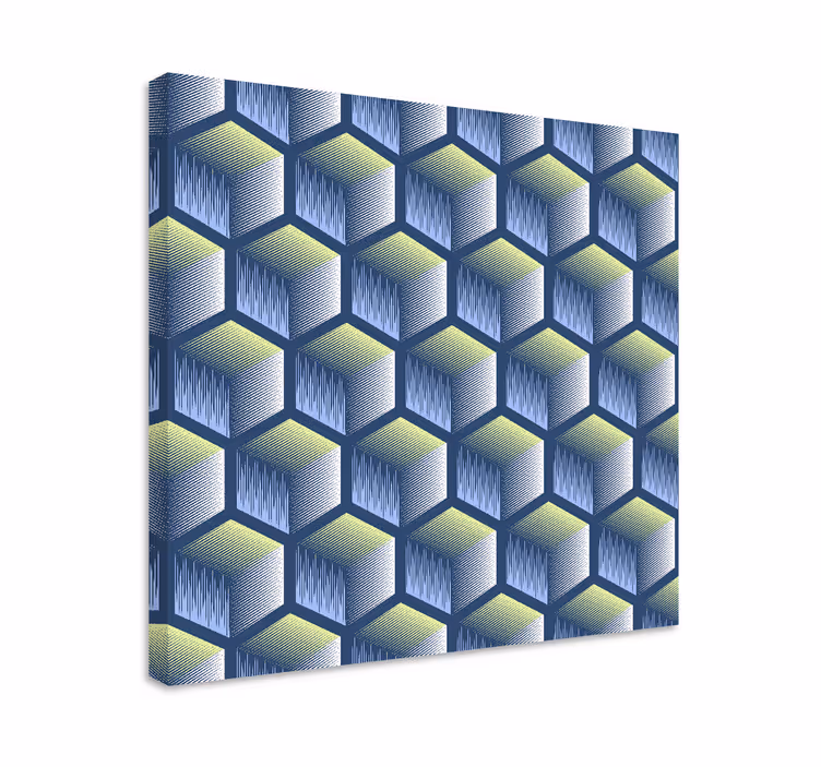 Dipinto geometrico motivo a cubi esagonali - TenStickers