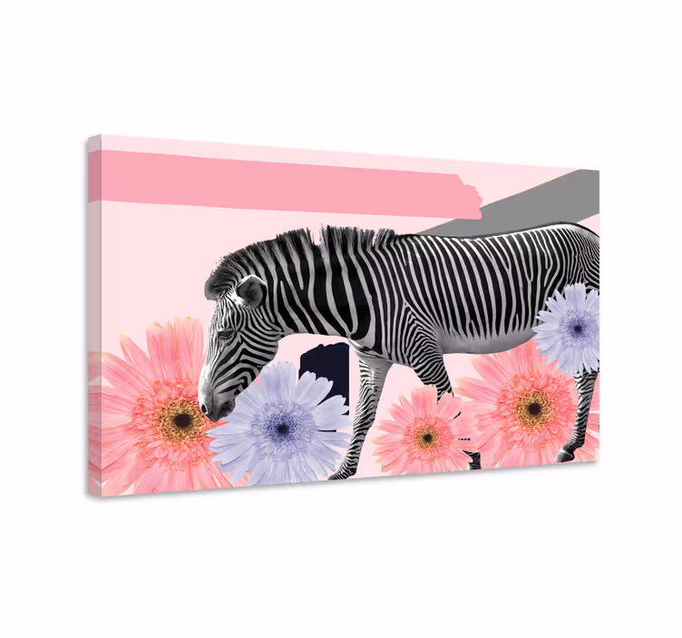 Cornice quadro con animali e insetti zebra tra fiori - TenStickers