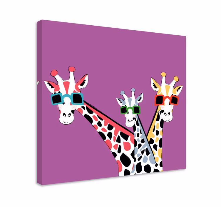 Cornice quadro con animali e insetti giraffe con occhiali - TenStickers