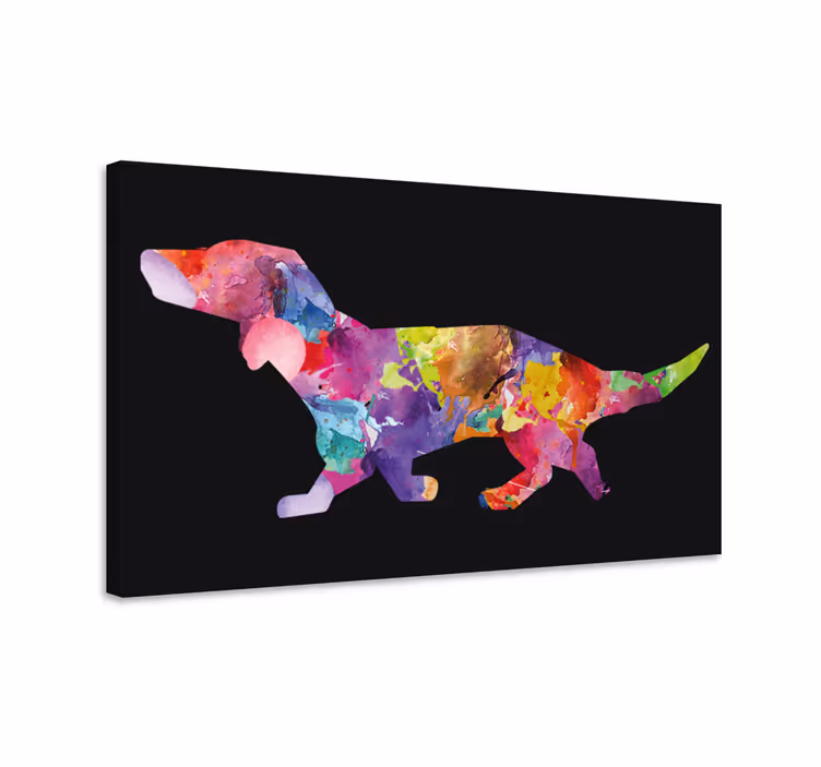 Quadro moderno Cane colorato quadro in nero - TenStickers