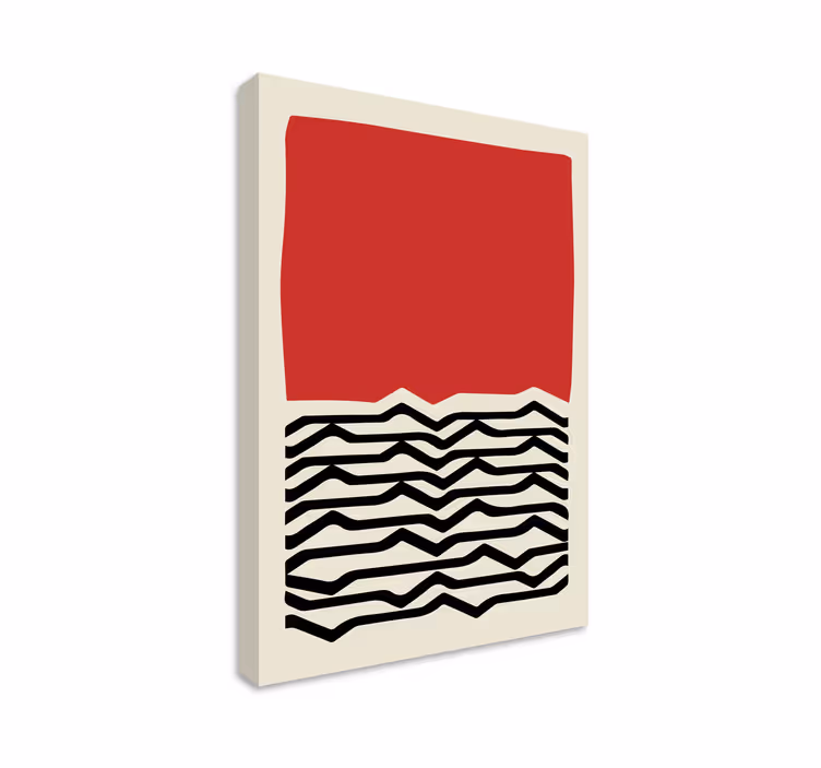 Dipinto astratto linee ondulate rosse - TenStickers
