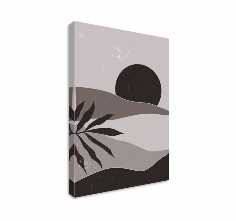 Dipinto astratto paesaggio tramonto grigio - TenStickers