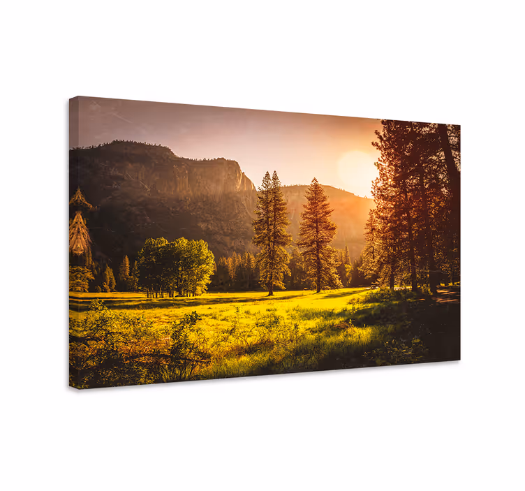 Dipinto di paesaggio tramonto sulle montagne - TenStickers