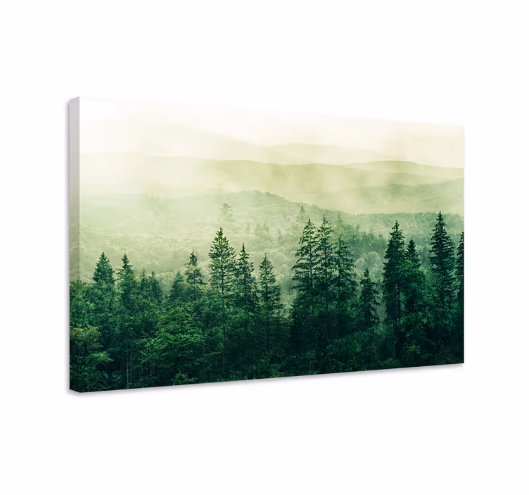 Dipinto di paesaggio cime degli alberi in collina - TenStickers
