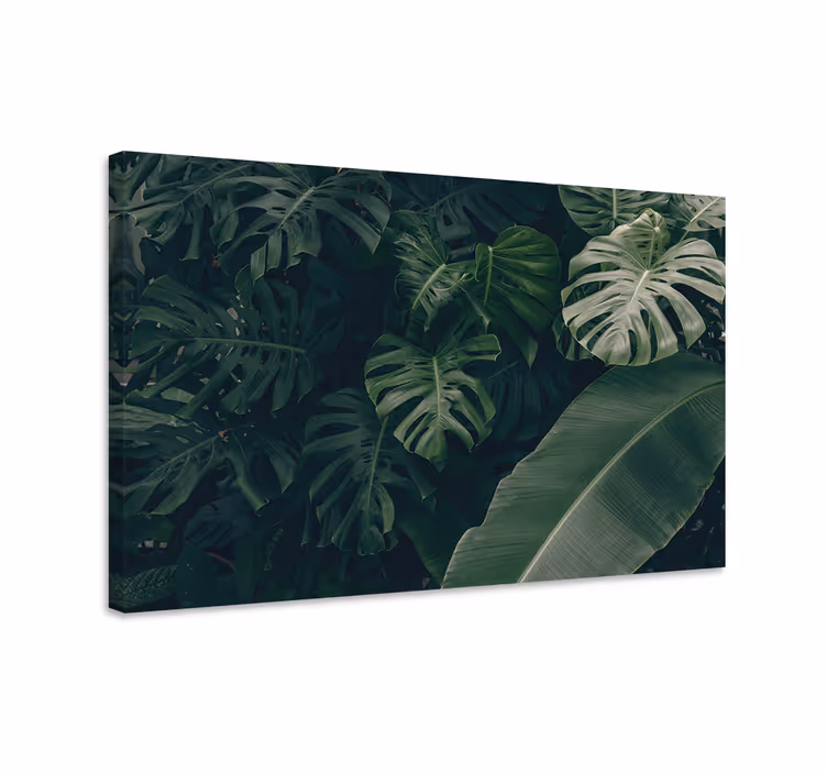 Dipinto con fiori e piante fogliame tropicale lussureggiante - TenStickers