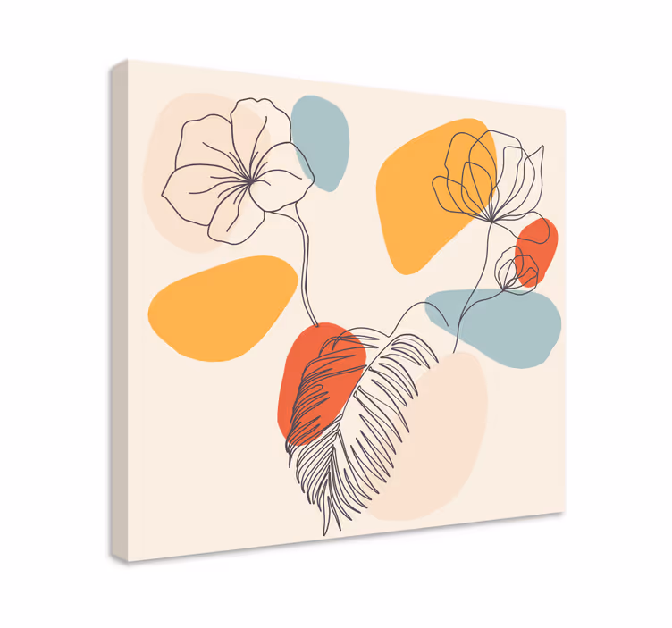 Dipinto con fiori e piante linee di fiori sovrapposte - TenStickers
