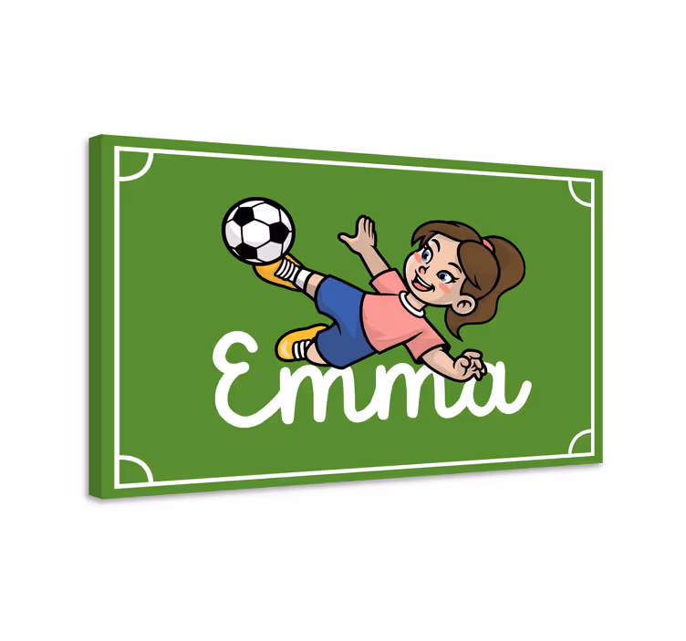 Quadro personalizzabile Ragazza calciatrice con nome - TenStickers