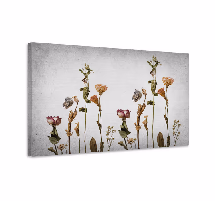 Dipinto con fiori e piante composizione di fiori secchi - TenStickers