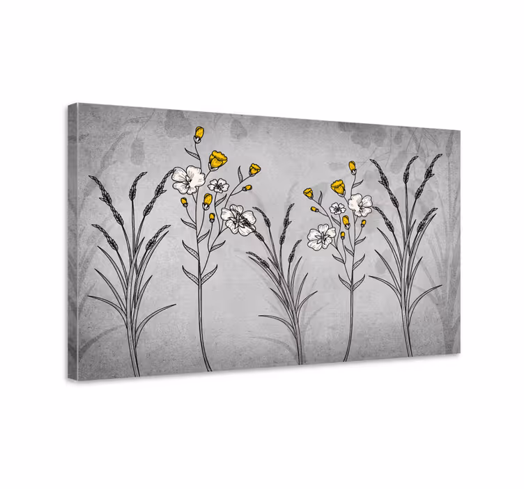 Dipinto con fiori e piante disegno floreale botanico - TenStickers