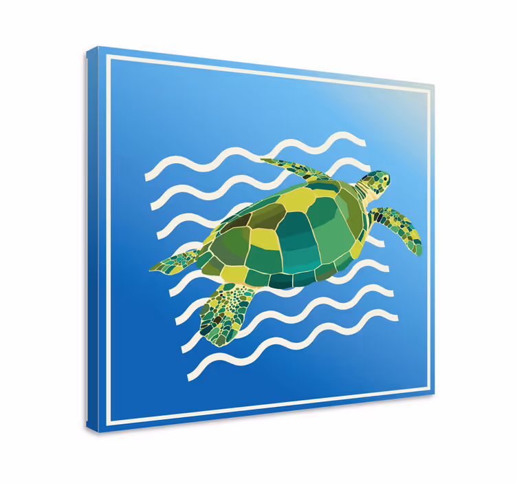 Dipinto di pesci nuotata della tartaruga marina - TenStickers