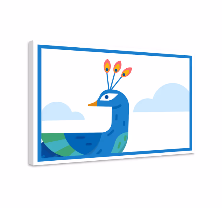 Cornice quadro con animali e insetti pavone blu stilizzato - TenStickers