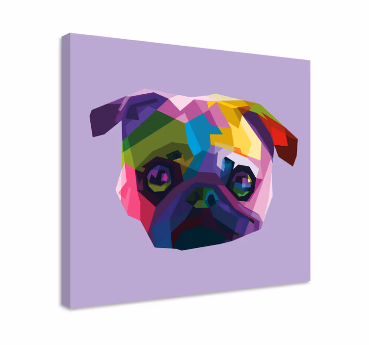 Dipinto cane faccia di carlino colorata - TenStickers