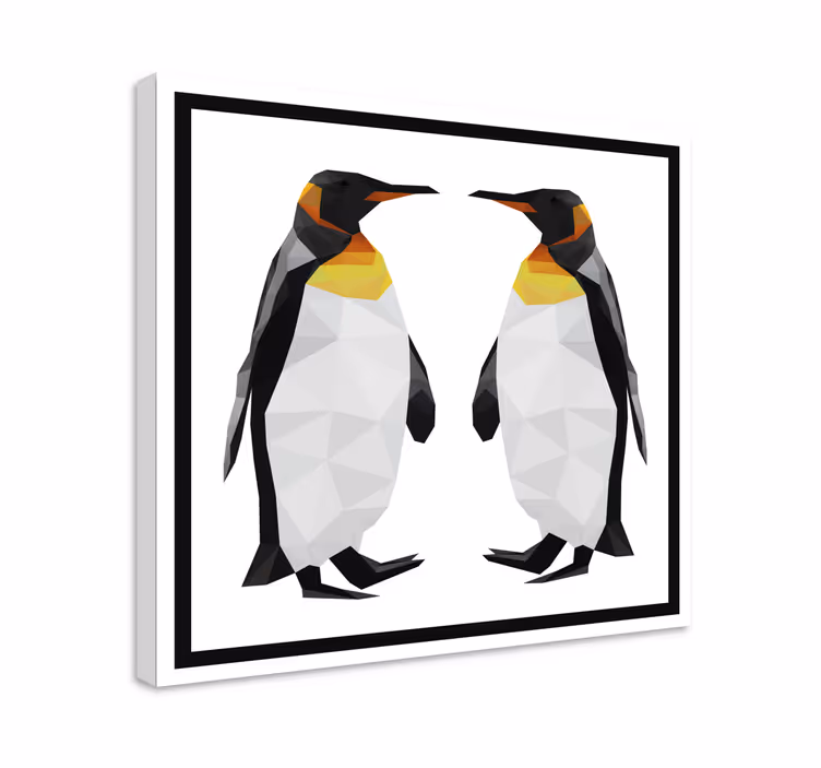 Dipinto 3d due pinguini geometrici - TenStickers