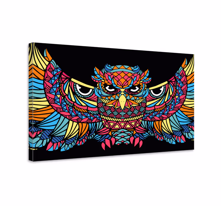 Quadro con uccelli Animali geometrici gufo coraggioso - TenStickers