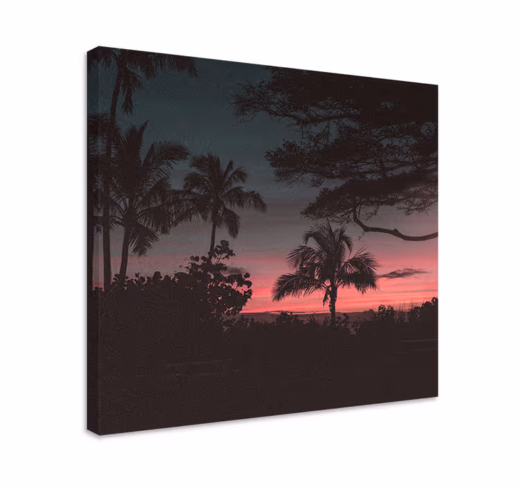 Dipinto di paesaggio atmosfere di tramonto tropicale - TenStickers