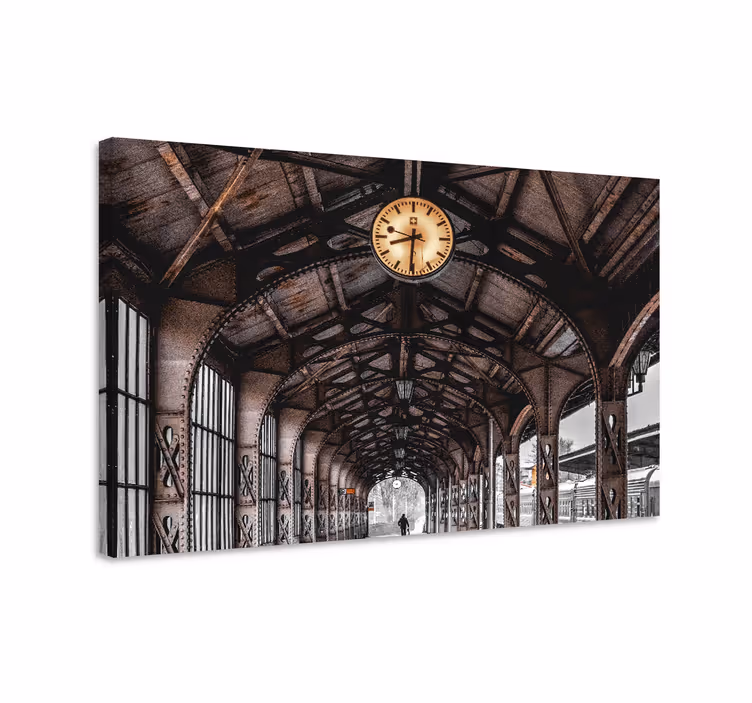 Dipinto città e paesi stazione ferroviaria storica - TenStickers