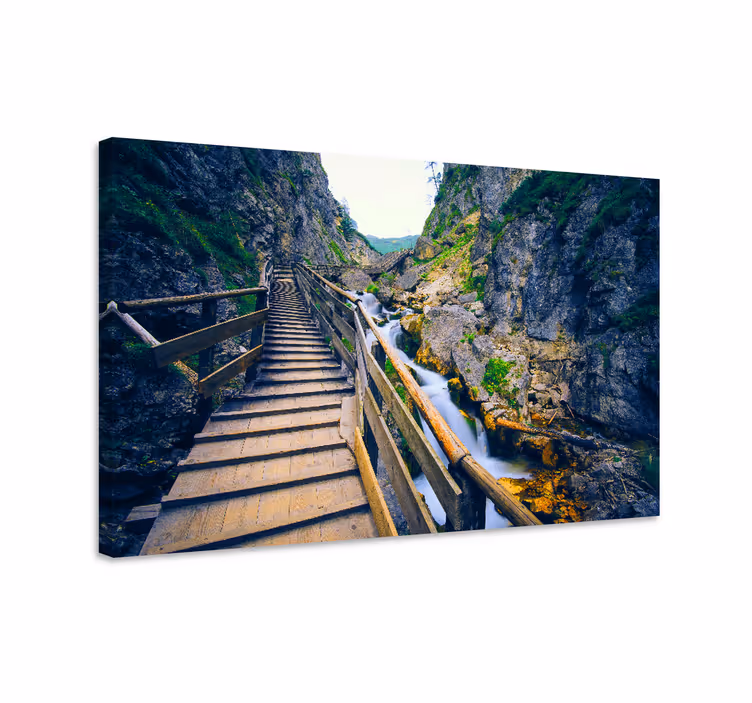 Dipinto di paesaggio sentiero fluviale panoramico - TenStickers