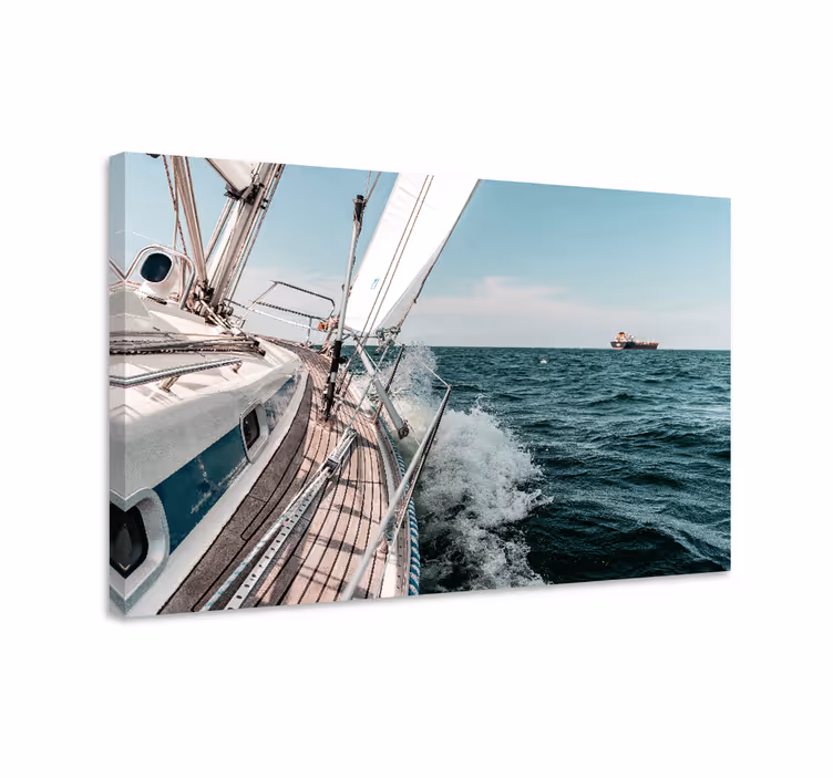 Dipinto con marinaio avventura in yacht a vela - TenStickers