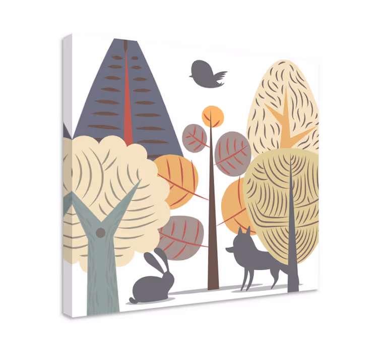 Dipinto con fiori e piante scena forestale fantasiosa - TenStickers