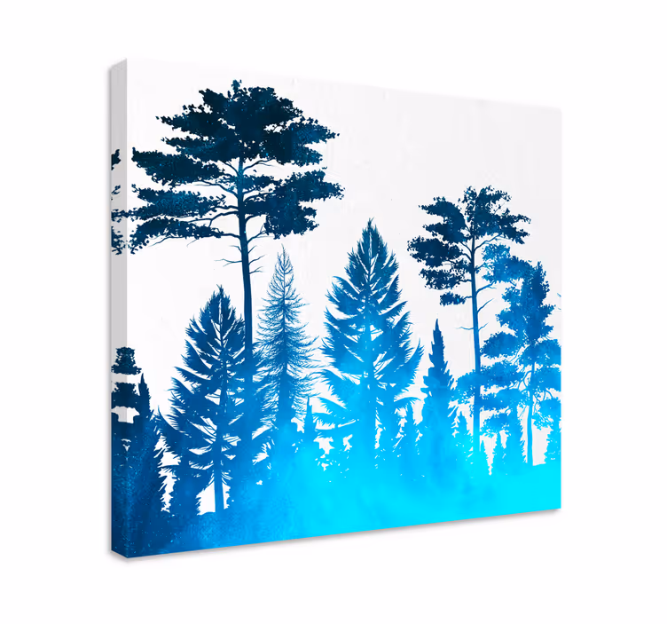 Dipinto alberi scena di foresta in silhouette - TenStickers
