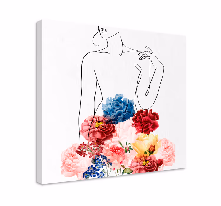 Dipinto con fiori e piante disegno silhouette floreale - TenStickers