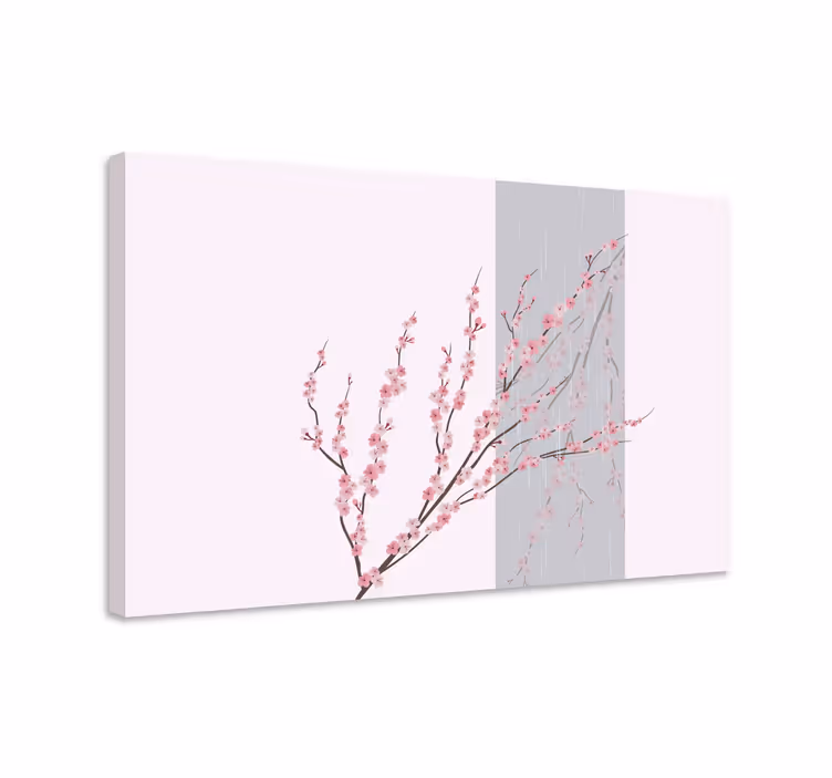 Dipinto con fiori e piante ramo di fiori di sakura - TenStickers