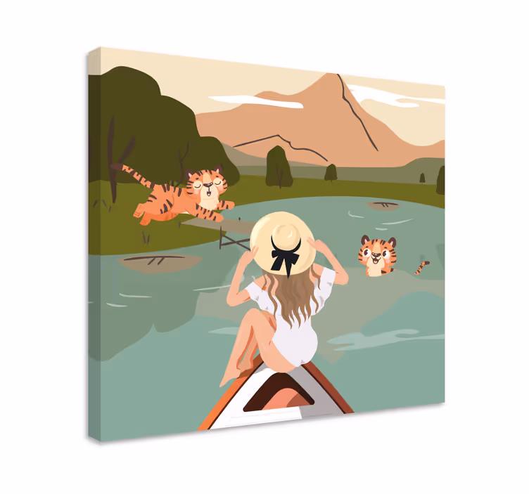 Cornice quadro con animali e insetti tigri nella natura - TenStickers