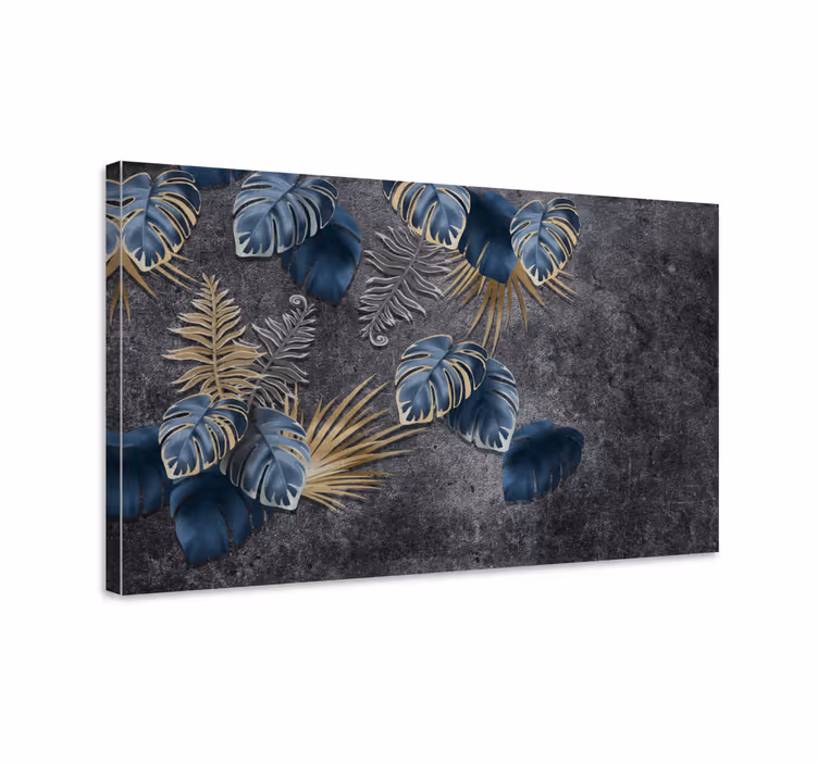 Dipinto con fiori e piante composizione di foglie tropicali - TenStickers