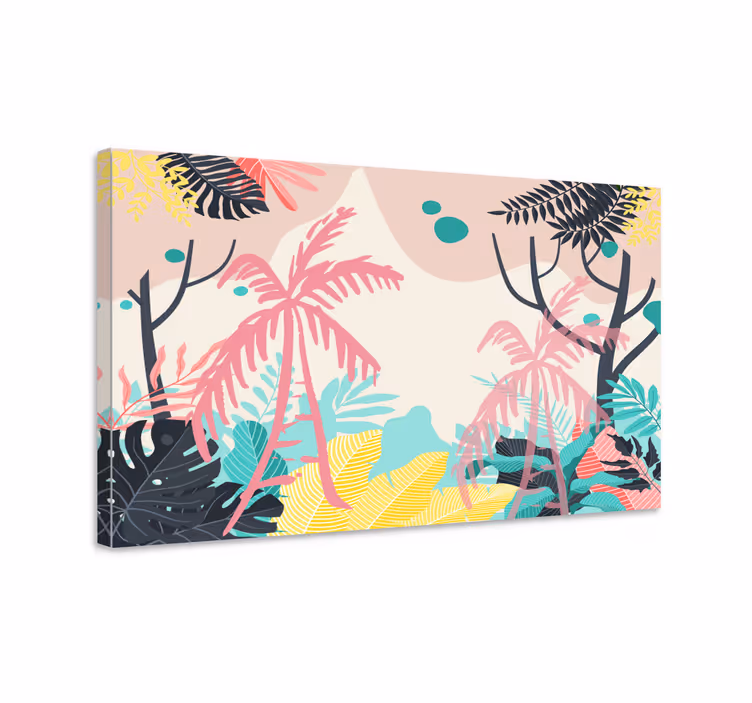 Dipinto con fiori e piante scena naturale tropicale - TenStickers
