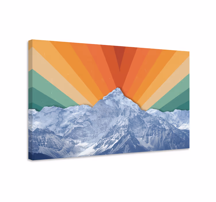 Dipinto di paesaggio alba maestosa sulle montagne - TenStickers