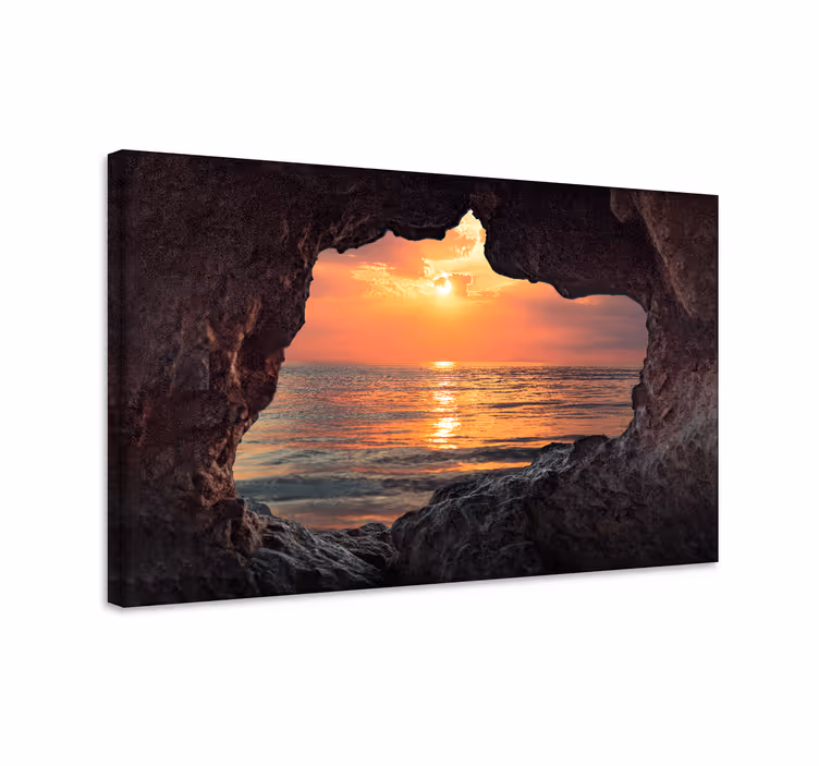 Dipinto di paesaggio tramonto tra le rocce - TenStickers