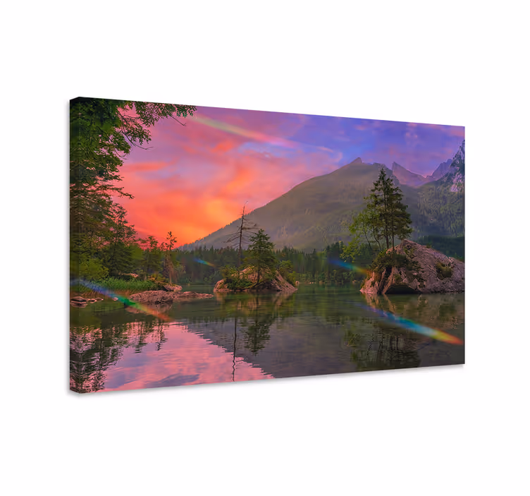 Dipinto di paesaggio riflesso di montagna sereno - TenStickers