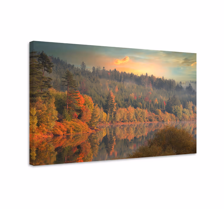 Dipinto di paesaggio riflessioni d'autunno - TenStickers