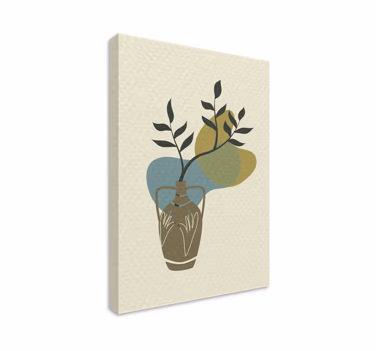 Dipinto con fiori e piante vaso con fogliame - TenStickers