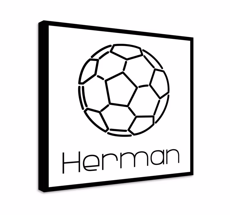 Cornice quadro per ragazzi pallone da calcio con nome - TenStickers