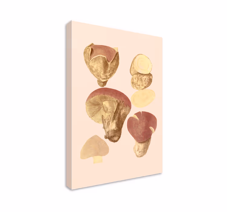 Dipinto con fiori e piante raccolta di funghi - TenStickers