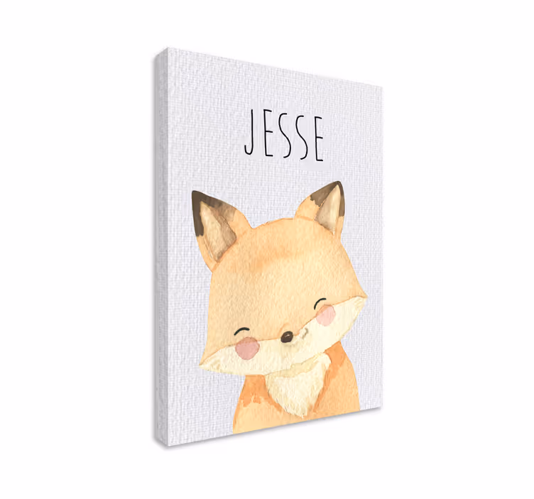 Quadro per cameretta bambini volpe sorridente con nome - TenStickers