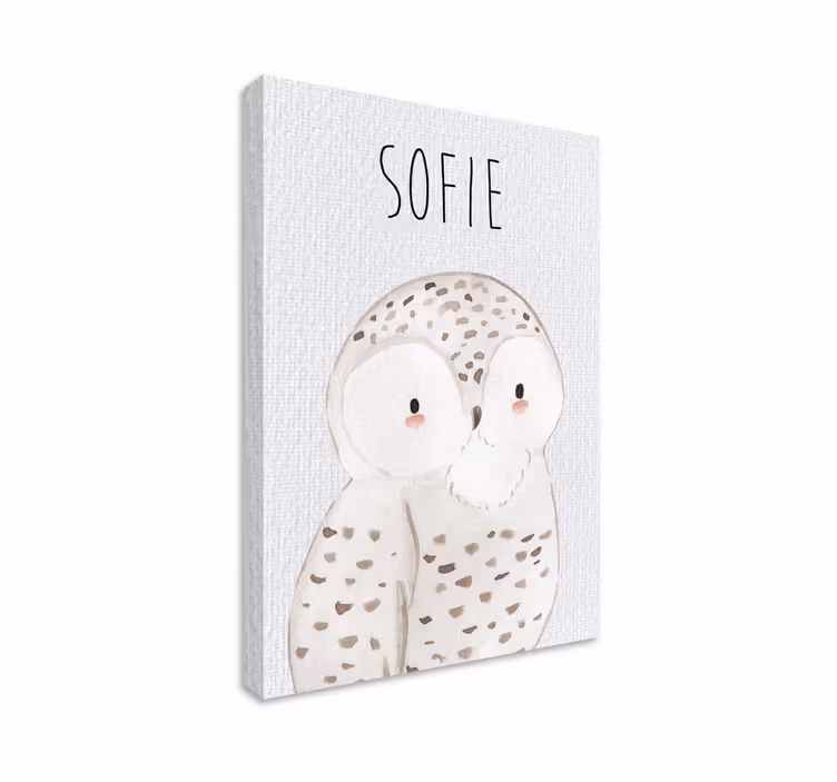 Quadro per cameretta bambini ritratto di gufo con nome - TenStickers